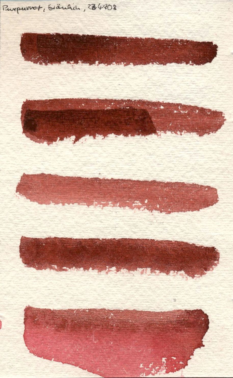 Kremer akvarel - fialová-červená, nahnědlá (plast, 3 x 1,8 x 1 cm)